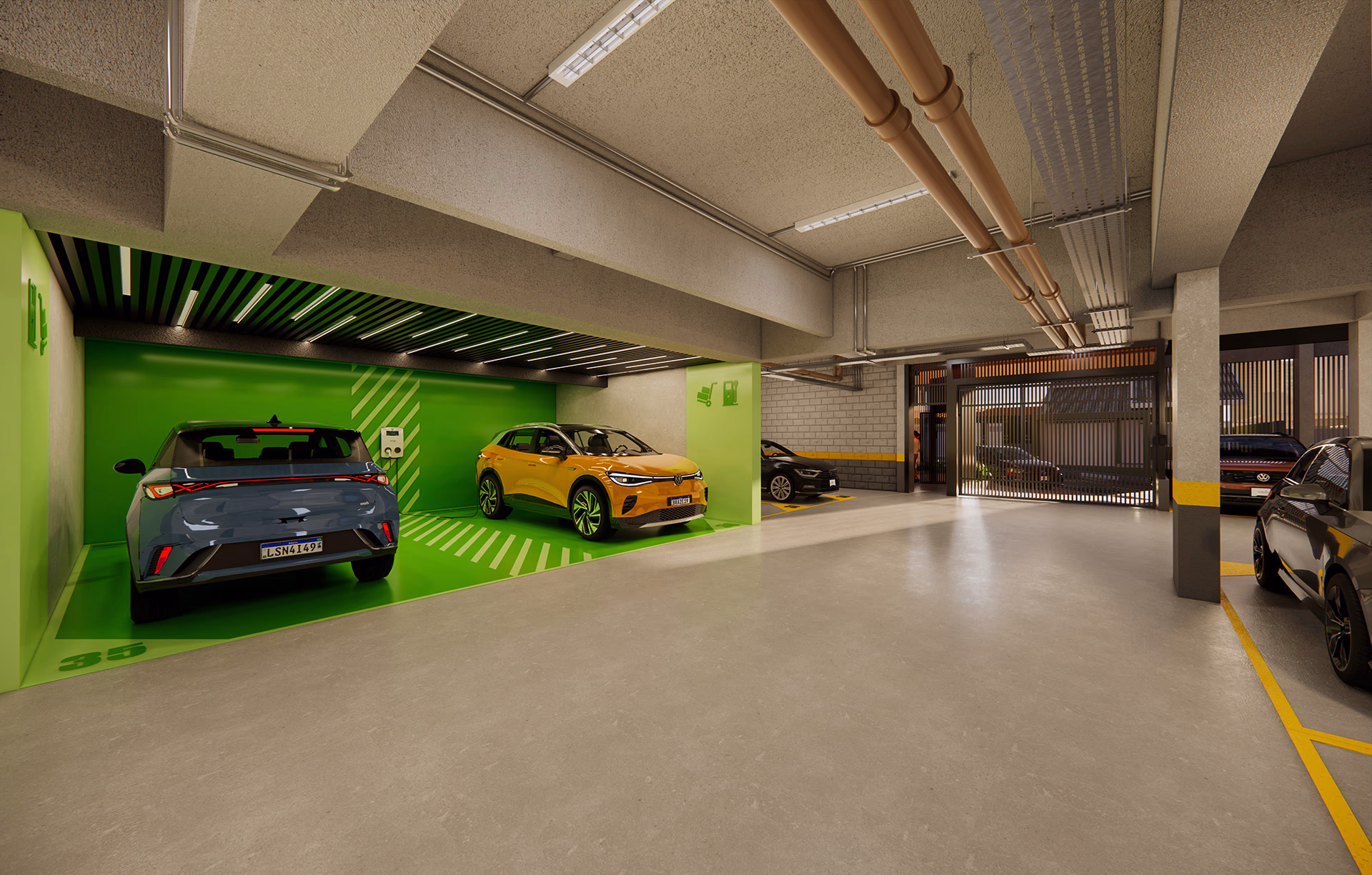 Perspectiva ilustrada da garagem